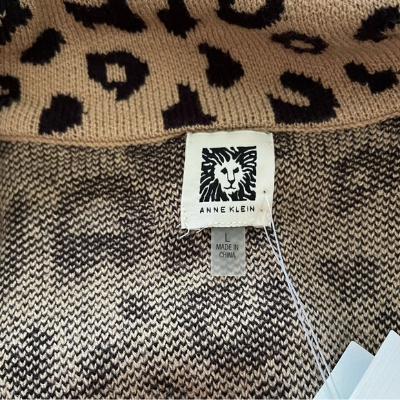 NWT Anne Klein - Leopard Long Cardigan/coat sz Large - Picture 8 of 14